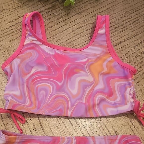 Pink Swirl Kids Bikini Swim Set Size 10 - Picture 4 of 7